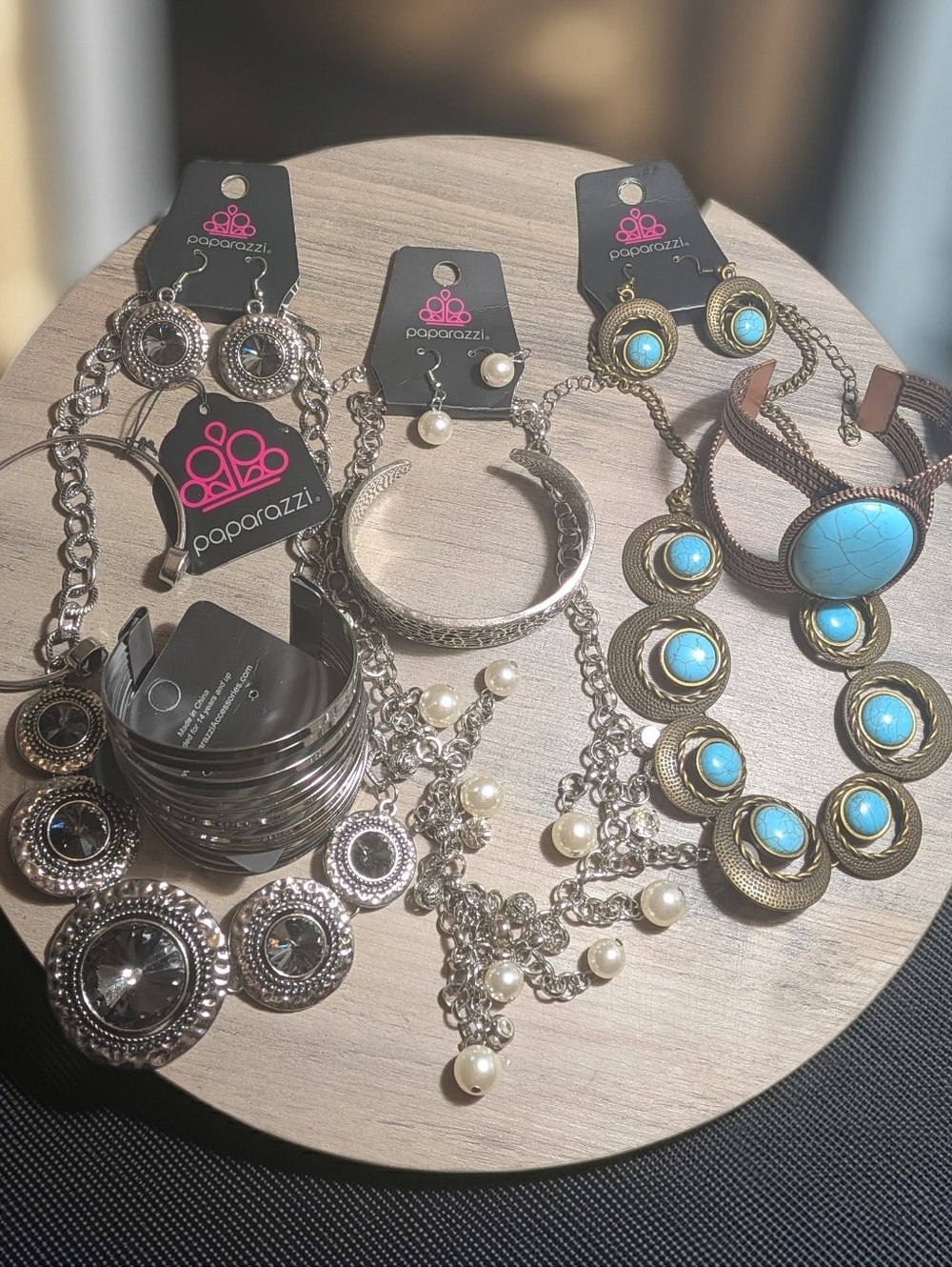 paparazzi Turquoise and Silver Bracelet Set with Statement Accents